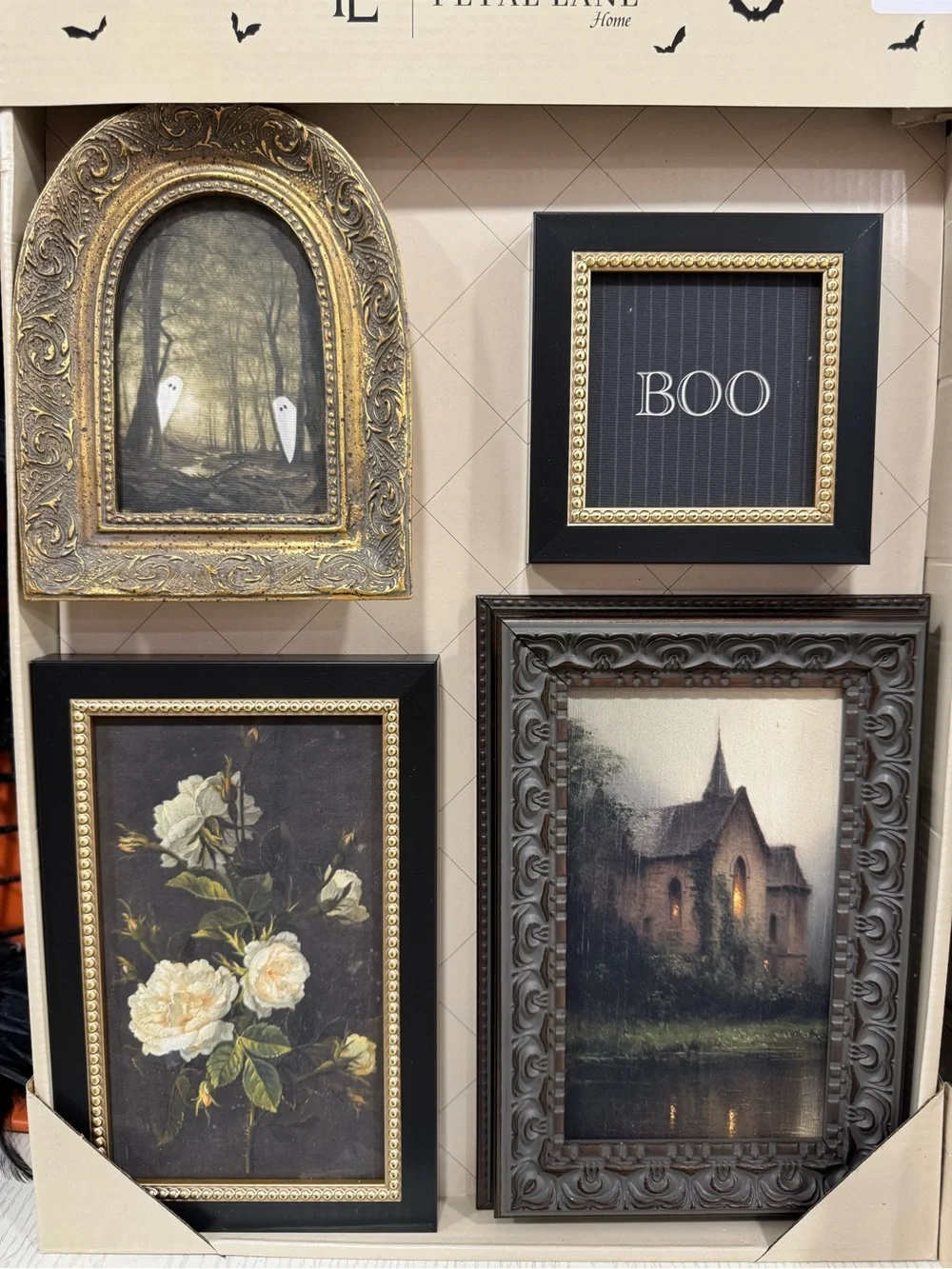 Metal & Wood Framed Wall Art Set - Black, Gold and Brown